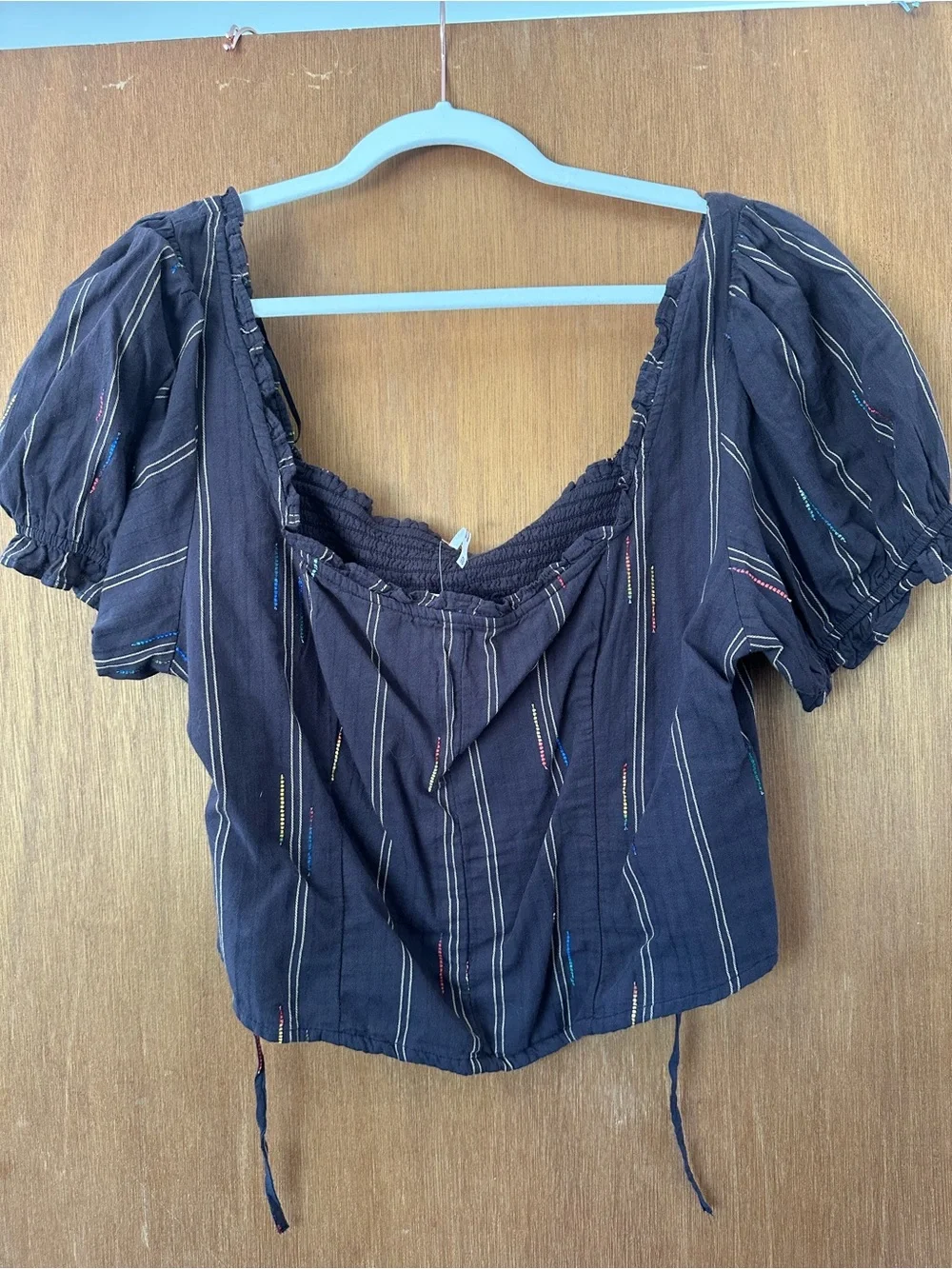 Free People Puff Sleeve Square Neck Top in Brown